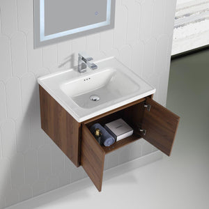 Blossom Bern 24″ Vanity with Ceramic Basin - Sleek Eco-Friendly Design in Glossy White, Brown Walnut & Classic Oak