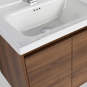 Blossom Bern 28″ Vanity with Ceramic Basin - Modern Minimalist Design in Glossy White, Brown Walnut & Classic Oak