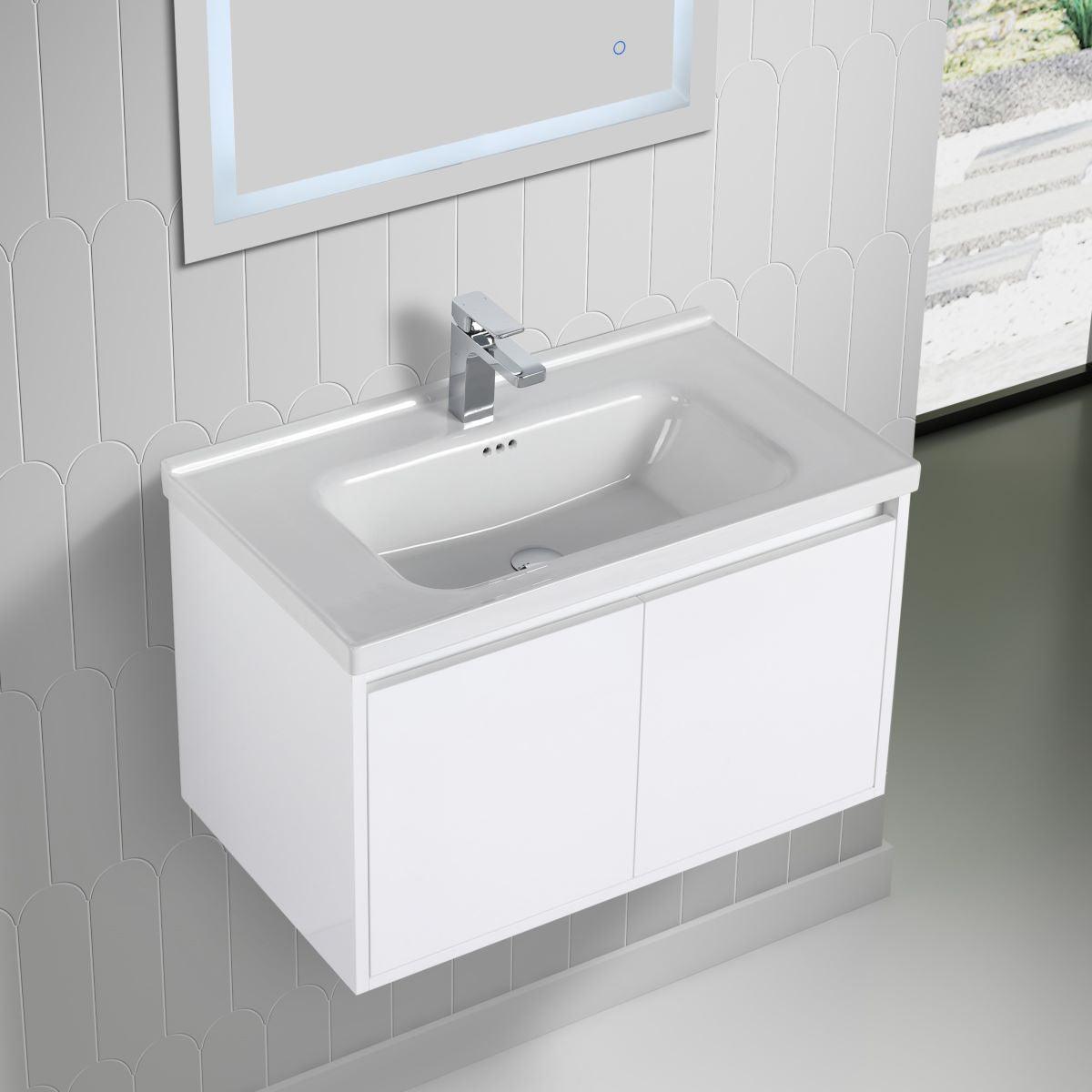 Blossom Bern 28″ Vanity with Ceramic Basin - Modern Minimalist Design in Glossy White, Brown Walnut & Classic Oak