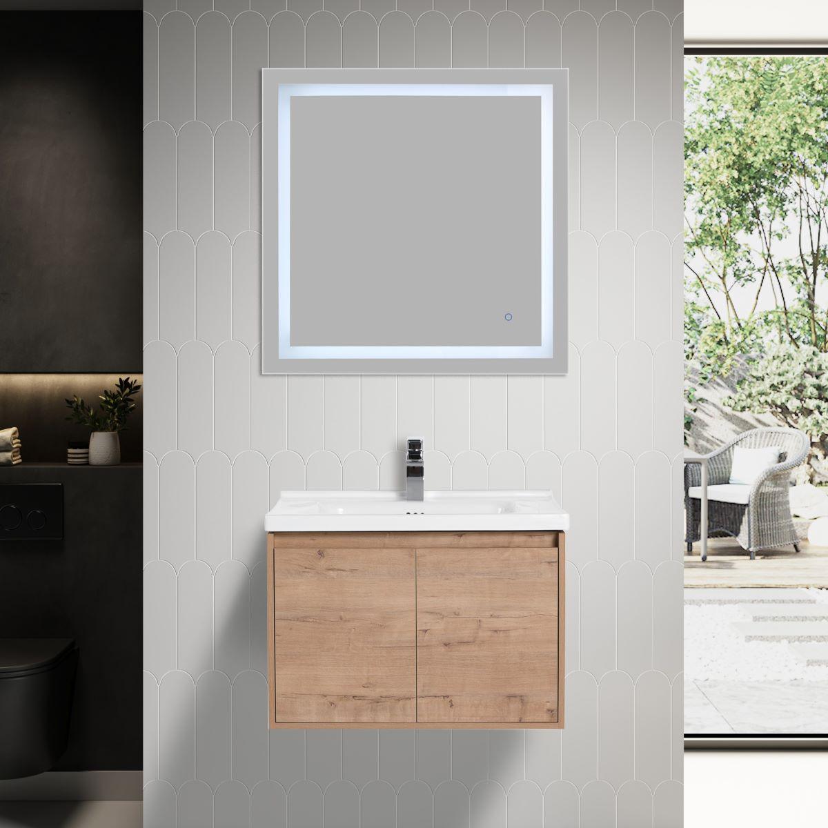 Blossom Bern 28″ Vanity with Ceramic Basin - Modern Minimalist Design in Classic Oak, front