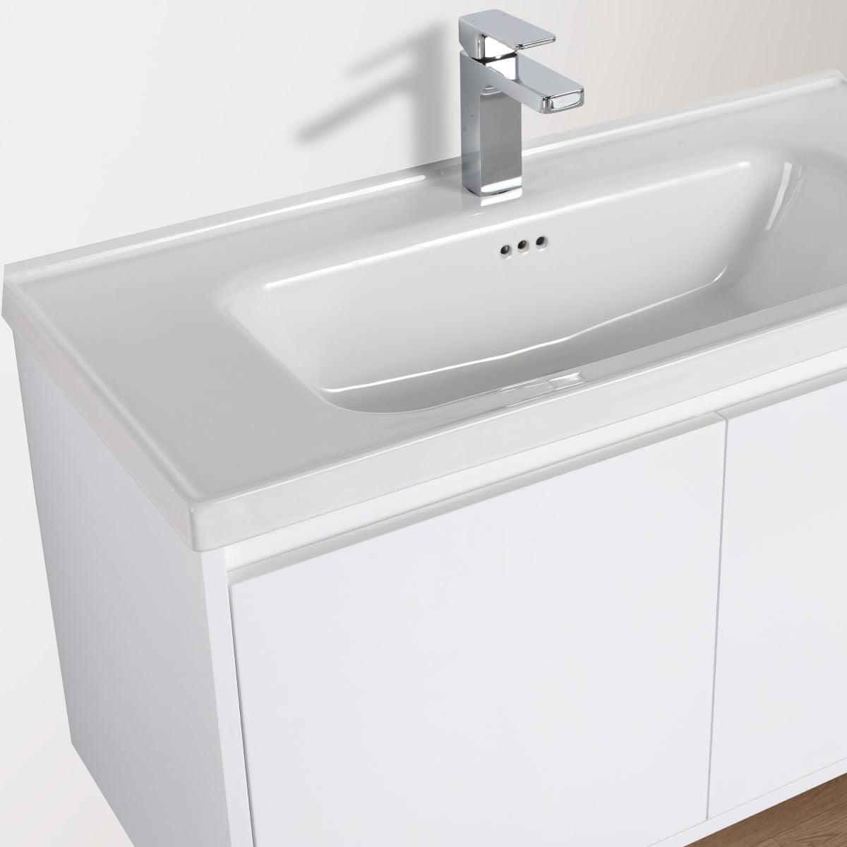 Blossom Bern 36″ Vanity with Ceramic Basin - Eco-Friendly Minimalist Design in Glossy White, Brown Walnut & Classic Oak
