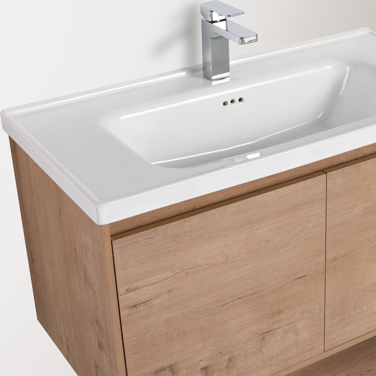 Blossom Bern 36″ Vanity with Ceramic Basin - Eco-Friendly Minimalist Design in Glossy White, Brown Walnut & Classic Oak