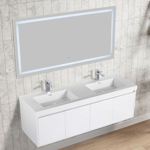 Blossom Bern 60″ Single/Double Vanity - Spacious Minimalist Design in Glossy White, Brown Walnut & Classic Oak