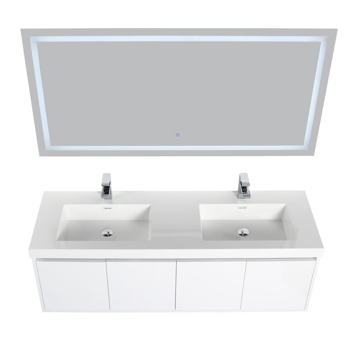Blossom Bern 60″ Single/Double Vanity - Spacious Minimalist Design in Glossy White, Brown Walnut & Classic Oak