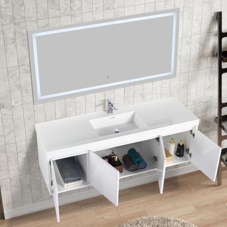 Blossom Bern 60″ Single/Double Vanity - Spacious Minimalist Design in Glossy White, Brown Walnut & Classic Oak