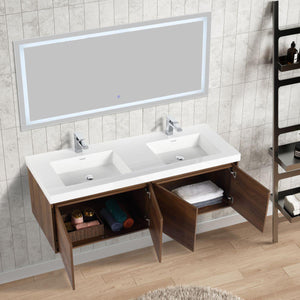 Blossom Bern 60″ Single/Double Vanity - Spacious Minimalist Design in Glossy White, Brown Walnut & Classic Oak