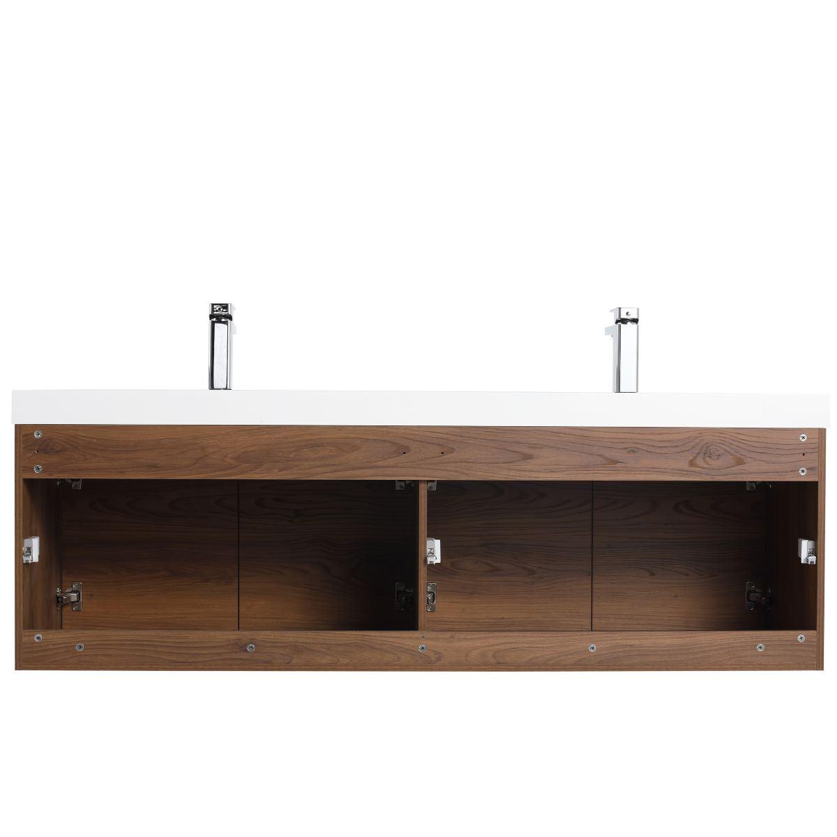 Blossom Bern 60″ Single/Double Vanity - Spacious Minimalist Design in Glossy White, Brown Walnut & Classic Oak