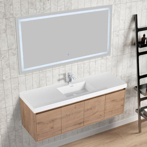 Blossom Bern 60″ Single/Double Vanity - Spacious Minimalist Design in Glossy White, Brown Walnut & Classic Oak