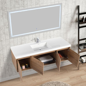 Blossom Bern 60″ Single/Double Vanity - Spacious Minimalist Design in Glossy White, Brown Walnut & Classic Oak