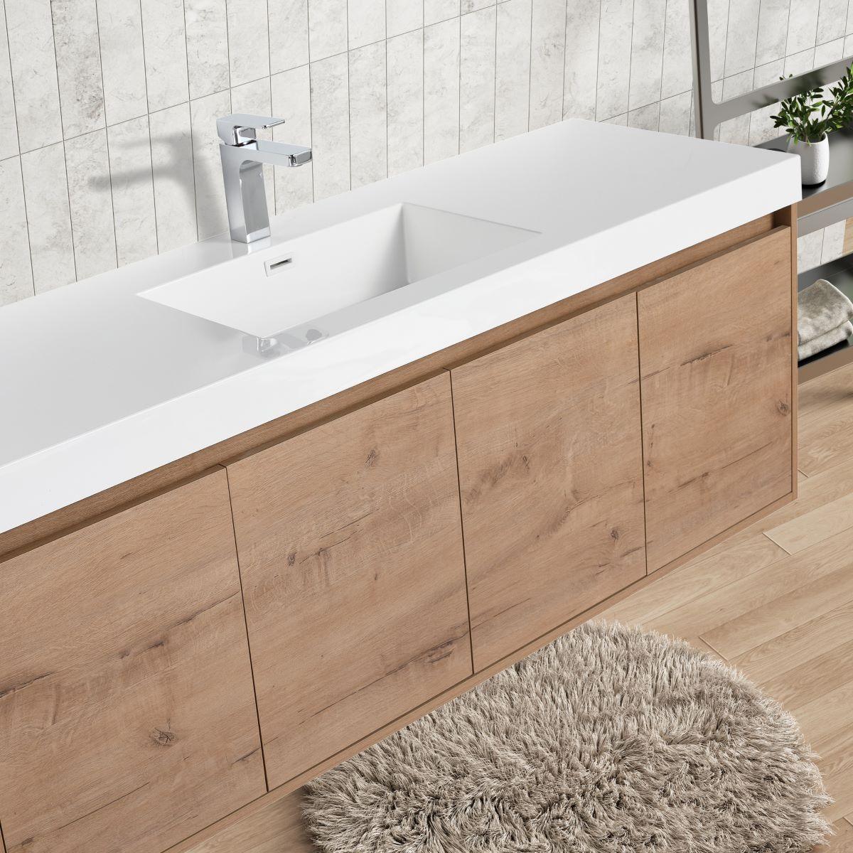 Blossom Bern 60″ Single/Double Vanity - Spacious Minimalist Design in Glossy White, Brown Walnut & Classic Oak