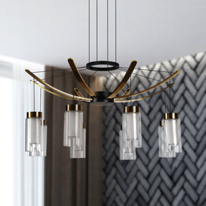 VONN Artisan GENOA VAC3118BL 24" Integrated LED ETL Certified Pendant, Height Adjustable Chandelier, Black