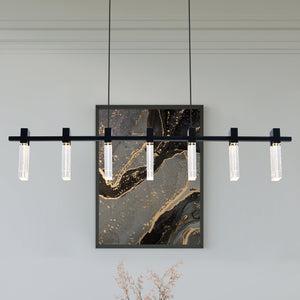 VONN Artisan Sorrento VAC3137BL 40" 7-Light ETL Cert Integrated LED Pendant, Height Adjustable Chandelier, Black