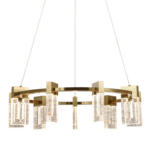 VONN Artisan Sorrento VAC3139AB 27" Integrated LED ETL Certified Pendant, Height Adjustable Chandelier, Antique Brass