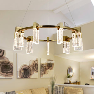 VONN Artisan Sorrento VAC3139AB 27" Integrated LED ETL Certified Pendant, Height Adjustable Chandelier, Antique Brass