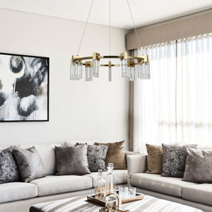 VONN Artisan Sorrento VAC3139AB 27" Integrated LED ETL Certified Pendant, Height Adjustable Chandelier, Antique Brass