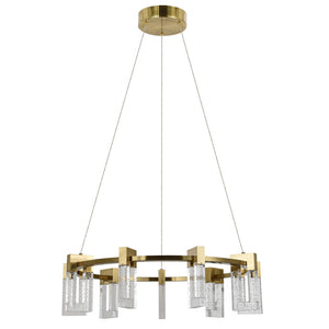 VONN Artisan Sorrento VAC3139AB 27" Integrated LED ETL Certified Pendant, Height Adjustable Chandelier, Antique Brass