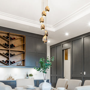 VONN Artisan Venezia VAC3207GL 7-Light Integrated LED ETL Certified Pendant, Height Adjustable Chandelier, Gold