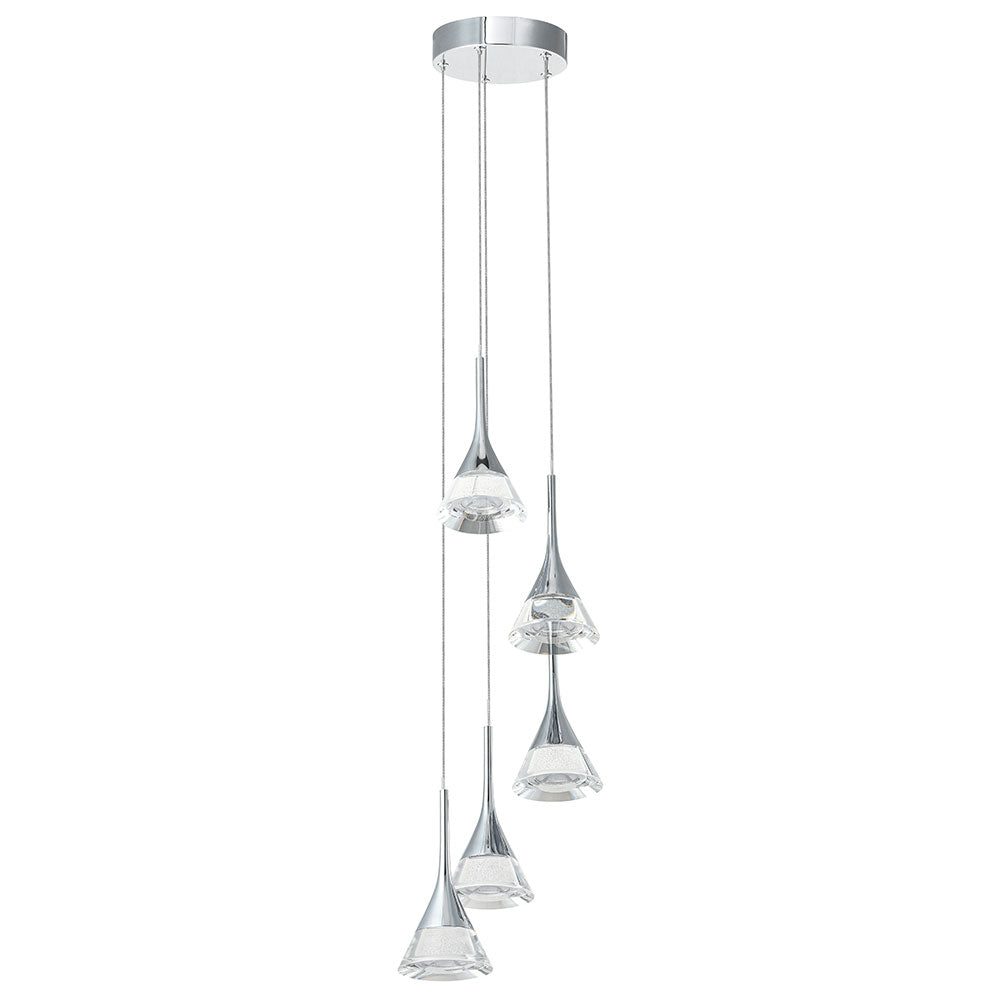 VONN Artisan Amalfi VAC3215CH 5-Light Integrated LED ETL Certified Pendant, Height Adjustable Chandelier, Chrome