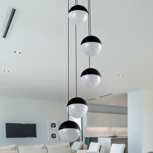 VONN Artisan Ravello VAC3285BL 5-Light Integrated LED ETL Certified Pendant Height Adjustable Chandelier, Black