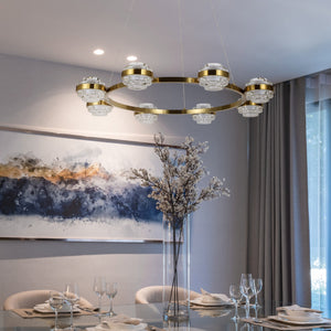VONN Artisan Milano VAC3338AB 33" Integrated LED ETL Certified Pendant, Height Adjustable Chandelier, Antique Brass
