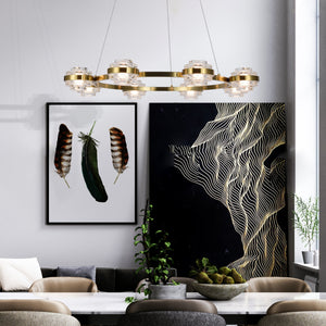 VONN Artisan Milano VAC3338AB 33" Integrated LED ETL Certified Pendant, Height Adjustable Chandelier, Antique Brass