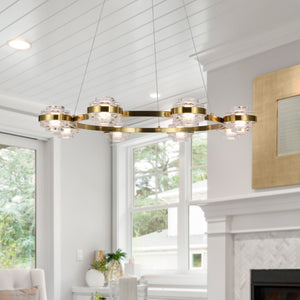 VONN Artisan Milano VAC3338AB 33" Integrated LED ETL Certified Pendant, Height Adjustable Chandelier, Antique Brass