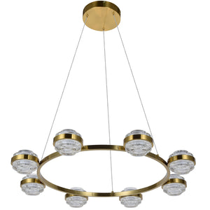 VONN Artisan Milano VAC3338AB 33" Integrated LED ETL Certified Pendant, Height Adjustable Chandelier, Antique Brass