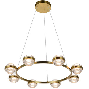 VONN Artisan Milano VAC3338AB 33" Integrated LED ETL Certified Pendant, Height Adjustable Chandelier, Antique Brass