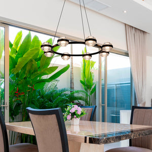 VONN Artisan Milano VAC3338BL 33" Integrated LED ETL Certified Pendant, Height Adjustable Chandelier, Black