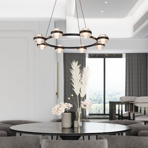 VONN Artisan Milano VAC3338BL 33" Integrated LED ETL Certified Pendant, Height Adjustable Chandelier, Black