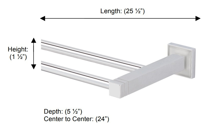 Valsan - CUBIS-PLUS Double Towel Rail, 24”