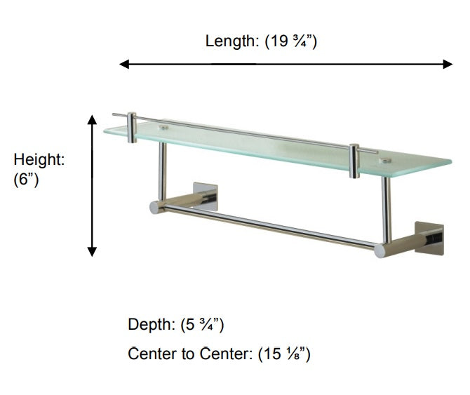 Valsan - BRAGA Glass shelf with gallery and under rail, 20"