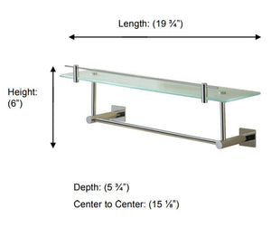 Valsan - BRAGA Glass shelf with gallery and under rail, 20"