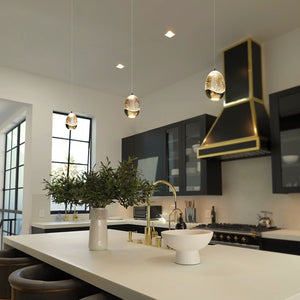 VONN Artisan Venezia VAP2201GL 3.5" Integrated LED ETL Certified Height Adjustable Pendant w/ Glass Shade, Black