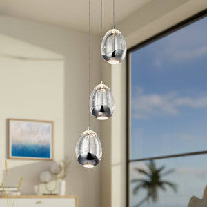 VONN Artisan Venezia VAP2203CH 3-Light Integrated LED ETL Certified Pendant, Height Adjustable Chandelier, Black