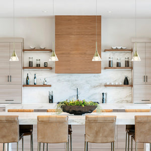 VONN Artisan Amalfi VAP2211GL 4.75" Integrated LED ETL Certified Height Adjustable Pendant w/ Cone Shade, Gold