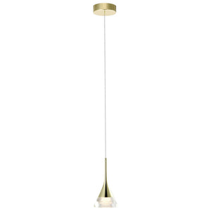 VONN Artisan Amalfi VAP2211GL 4.75" Integrated LED ETL Certified Height Adjustable Pendant w/ Cone Shade, Gold