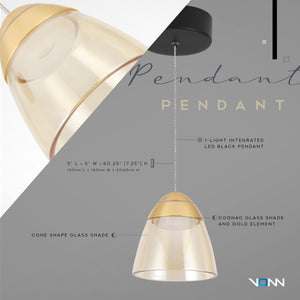 VONN Artisan Roma VAP2291BL 5" 1-Light Integrated LED ETL Certified Height Adjustable Pendant, Black