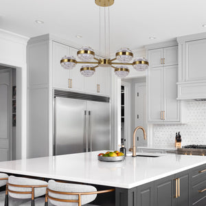 VONN Artisan Milano VAP2336AB 25" Integrated LED ETL Certified Pendant, Height Adjustable Chandelier, Antique Brass
