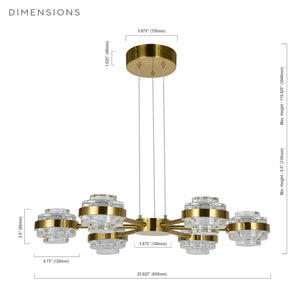 VONN Artisan Milano VAP2336AB 25" Integrated LED ETL Certified Pendant, Height Adjustable Chandelier, Antique Brass
