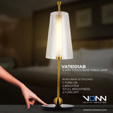 VONN Artisan Toscana VAT6101AB 20" Height Integrated LED ETL Certified Table Lamp with Touch Base Dimming