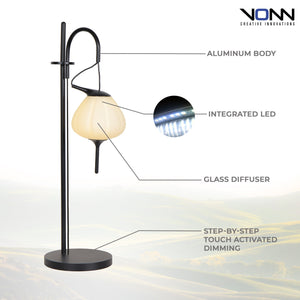 VONN Artisan Lecce VAT6221BL 20" Height Integrated LED ETL Certified Table Lamp with Touch Base Dimming