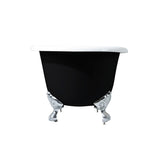 Aqua Eden VBT7D663013NB1 66-Inch Cast Iron Double Ended Clawfoot Tub with 7-Inch Faucet Drillings, Black/White/Polished Chrome