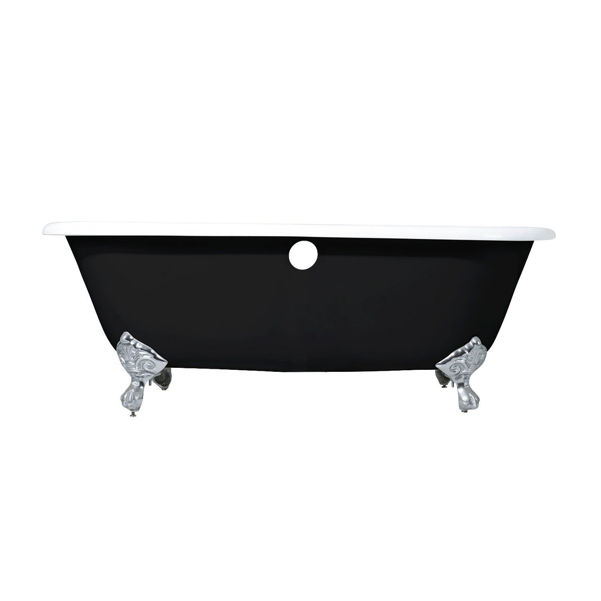 Aqua Eden VBT7D663013NB1 66-Inch Cast Iron Double Ended Clawfoot Tub with 7-Inch Faucet Drillings, Black/White/Polished Chrome