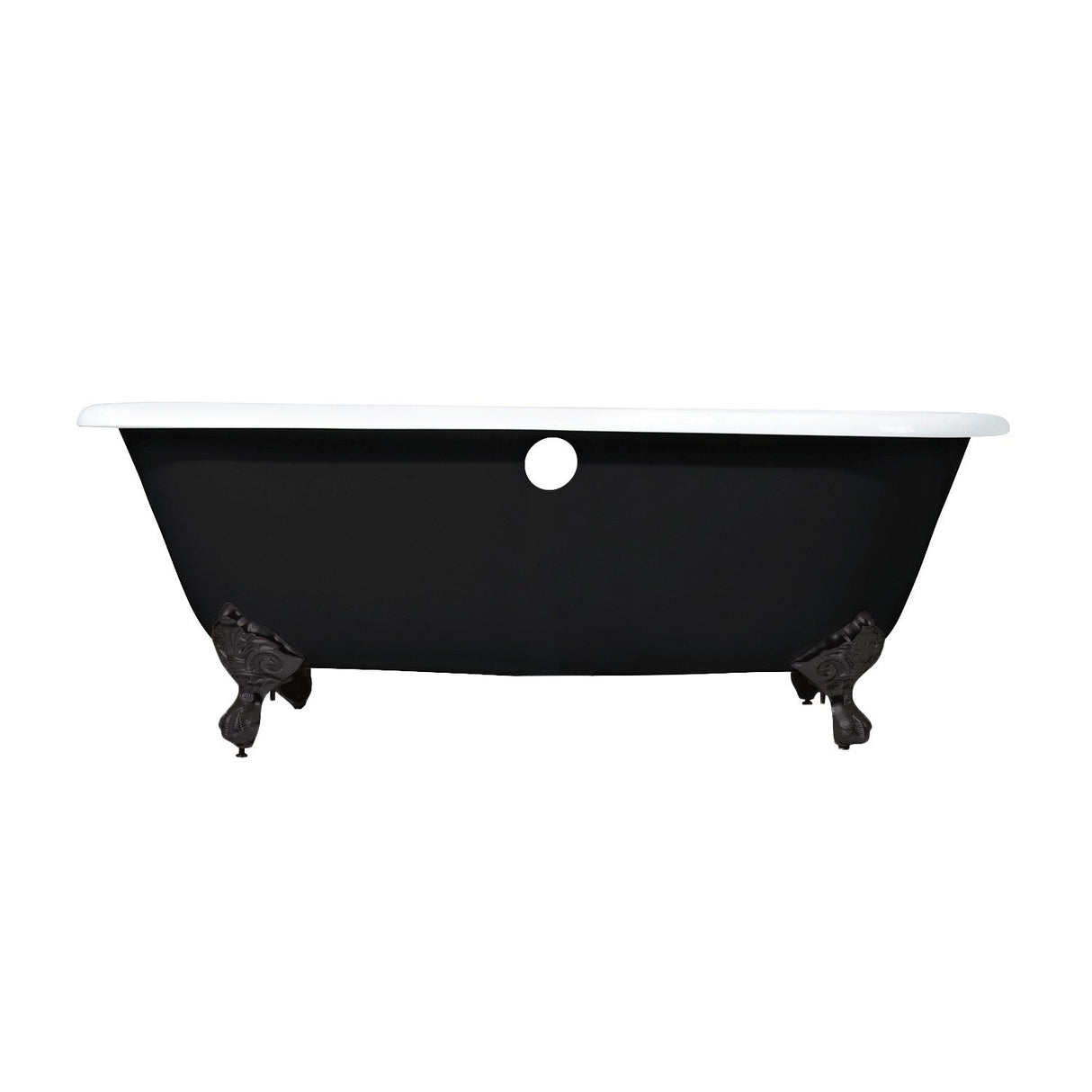 Aqua Eden VBT7D663013NB5 66-Inch Cast Iron Double Ended Clawfoot Tub with 7-Inch Faucet Drillings, Black/White/Oil Rubbed Bronze