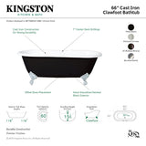 Aqua Eden VBT7D663013NB5 66-Inch Cast Iron Double Ended Clawfoot Tub with 7-Inch Faucet Drillings, Black/White/Oil Rubbed Bronze