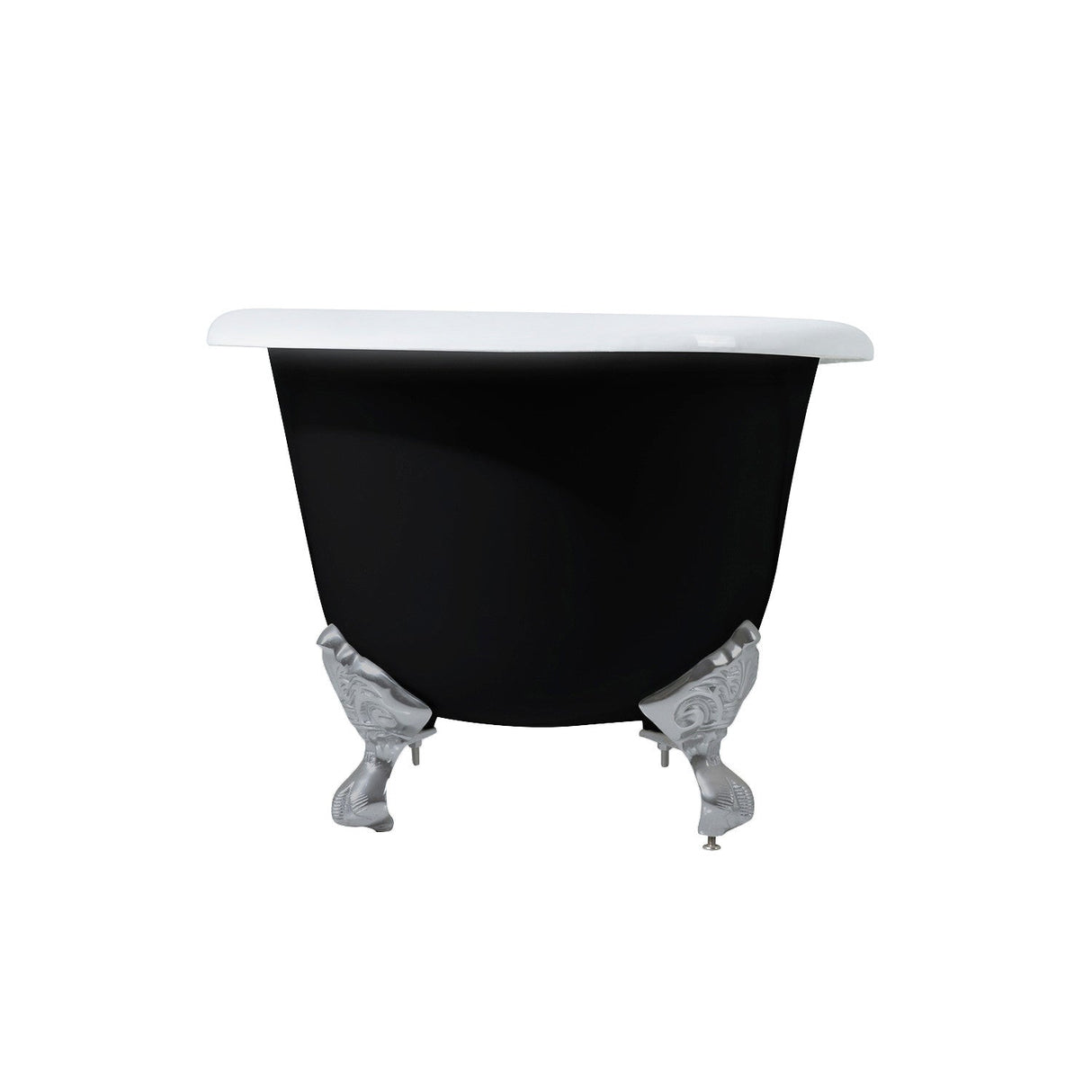 Aqua Eden VBT7D663013NB8 66-Inch Cast Iron Double Ended Clawfoot Tub with 7-Inch Faucet Drillings, Black/White/Brushed Nickel