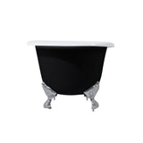 Aqua Eden VBT7D663013NB8 66-Inch Cast Iron Double Ended Clawfoot Tub with 7-Inch Faucet Drillings, Black/White/Brushed Nickel