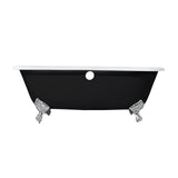 Aqua Eden VBT7D663013NB8 66-Inch Cast Iron Double Ended Clawfoot Tub with 7-Inch Faucet Drillings, Black/White/Brushed Nickel