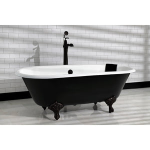 Aqua Eden VBTND663013NB0 66-Inch Cast Iron Double Ended Clawfoot Tub (No Faucet Drillings), White/Matte Black